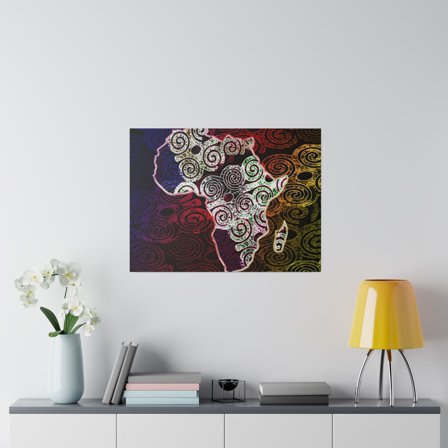 Africa Map Adorned - Matte Canvas, Stretched, 0.75"