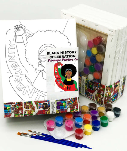 Juneteenth - Black History Month Painting Kit - 6 pc Canvas pack -  8 x 10 inches - 24 paint pots, 6 brushes, palette with instruction