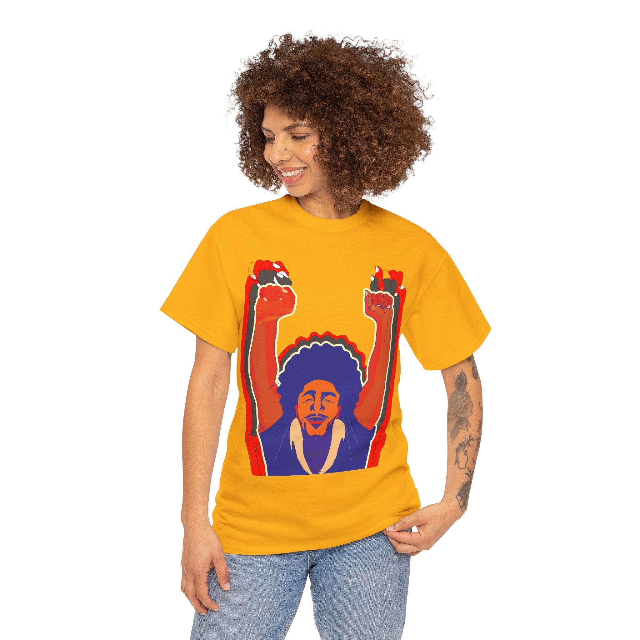 Afro Man Tripple Ace Fist Up - Unisex Heavy Cotton Tee