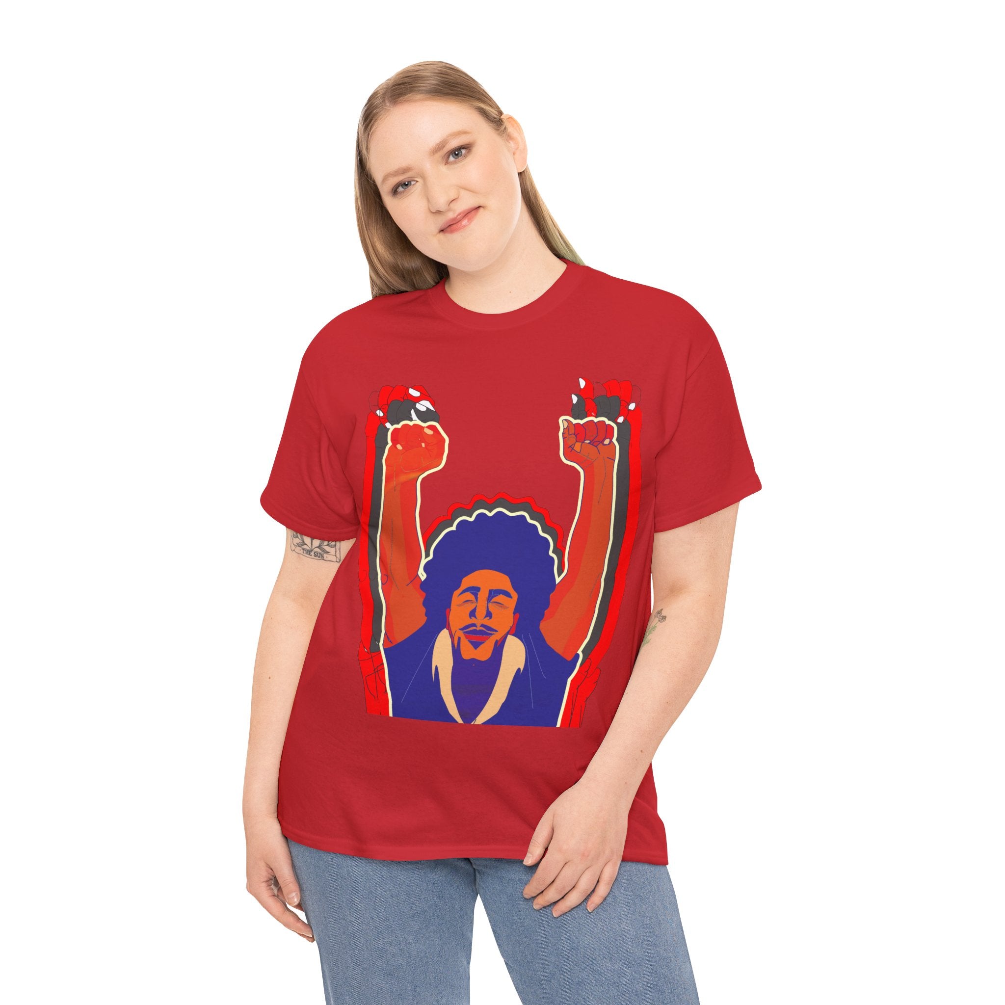 Afro Man Tripple Ace Fist Up - Unisex Heavy Cotton Tee