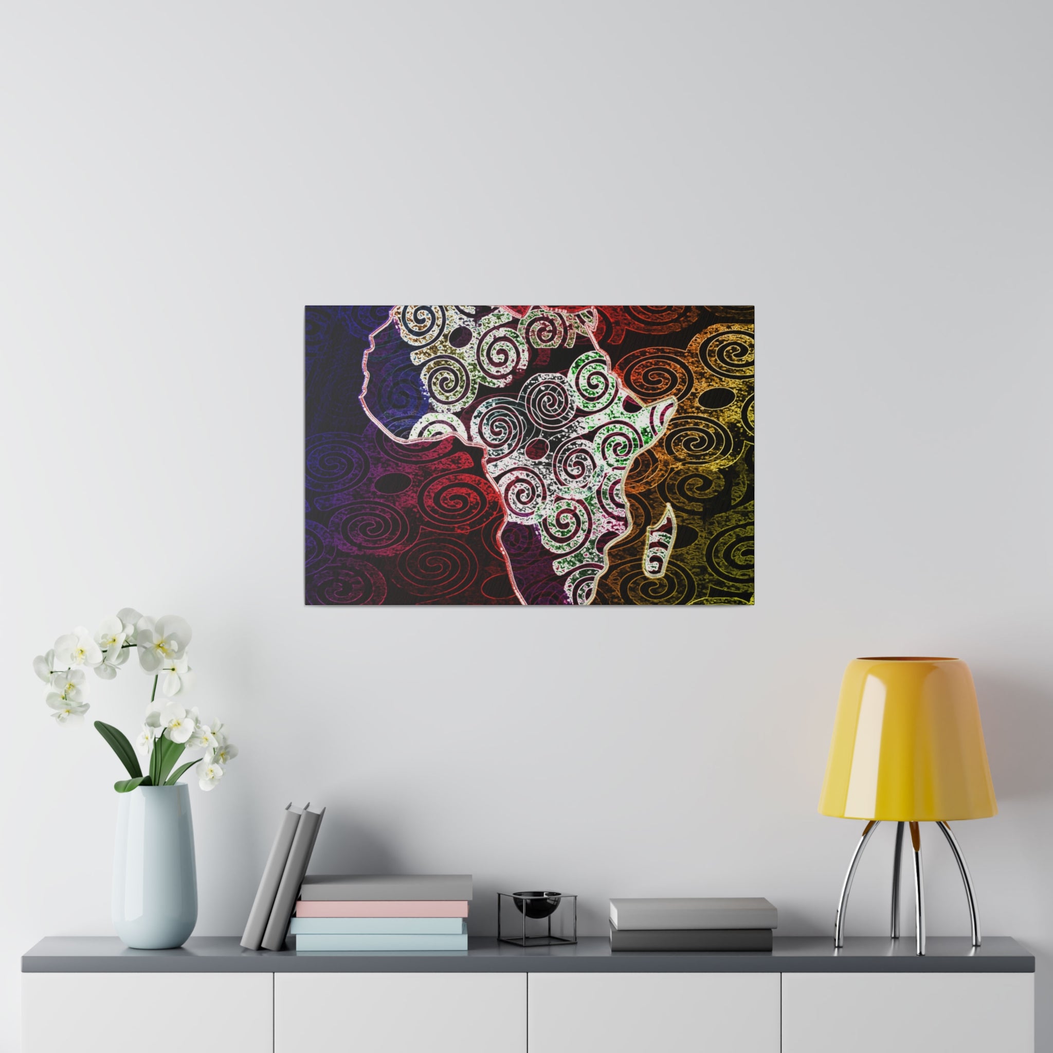 Africa Map Adorned - Matte Canvas, Stretched, 0.75&quot;