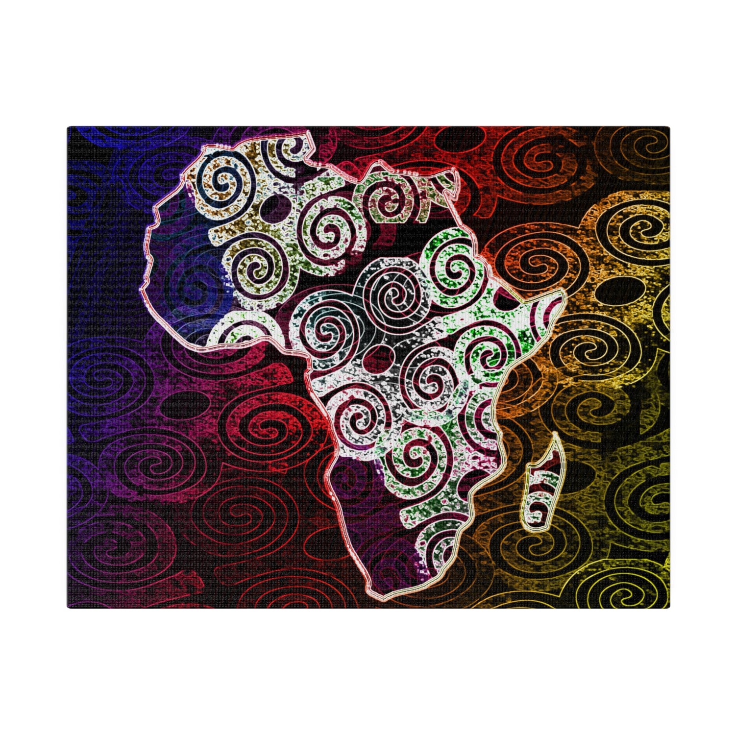 Africa Map Adorned - Matte Canvas, Stretched, 0.75&quot;