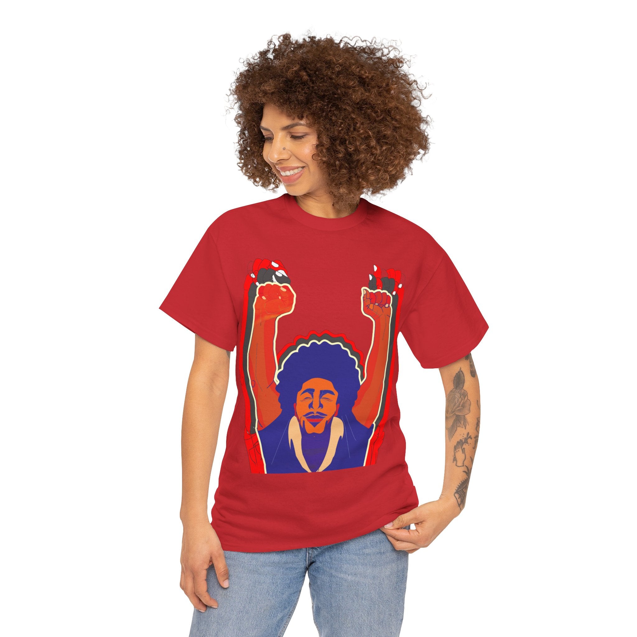 Afro Man Tripple Ace Fist Up - Unisex Heavy Cotton Tee