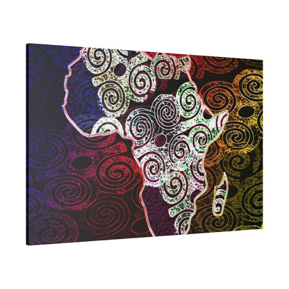 Africa Map Adorned - Matte Canvas, Stretched, 0.75&quot;