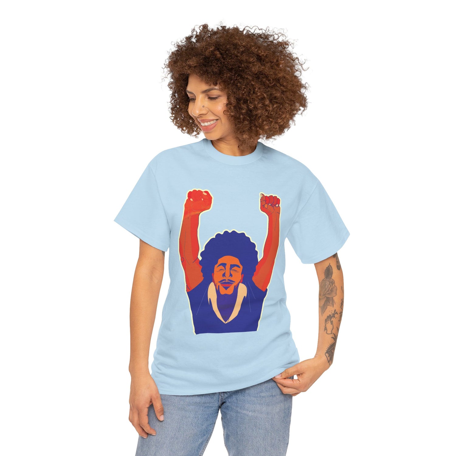 Afro Man Fist Up - Unisex Heavy Cotton Tee