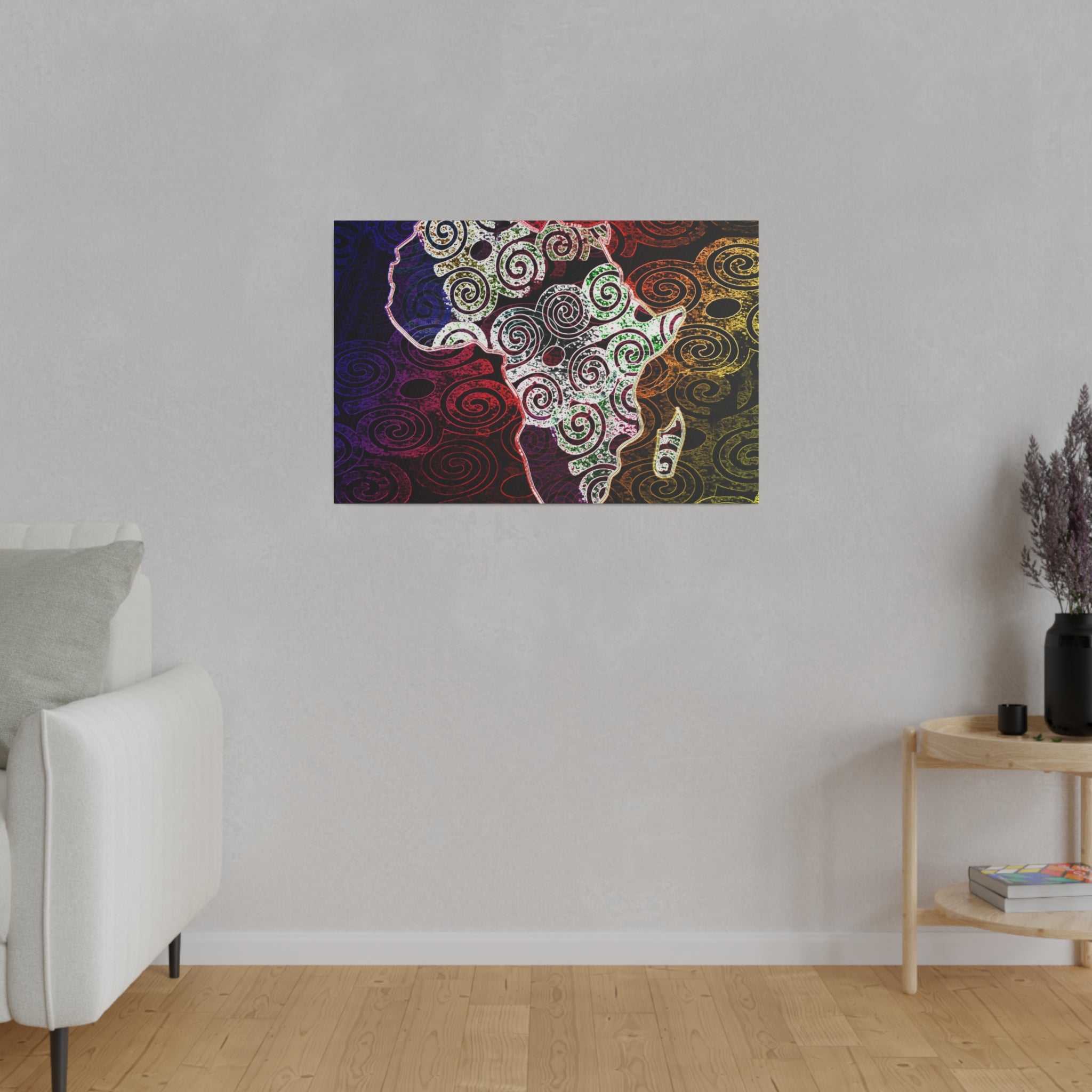 Africa Map Adorned - Matte Canvas, Stretched, 0.75&quot;