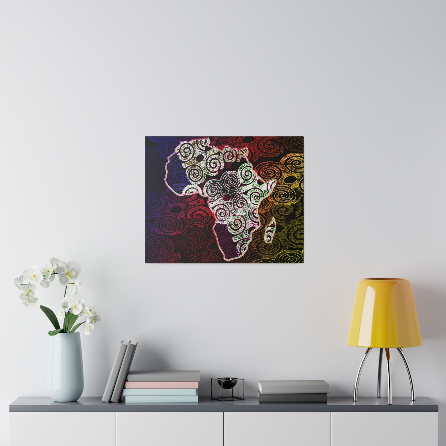 Africa Map Adorned - Matte Canvas, Stretched, 0.75&quot;