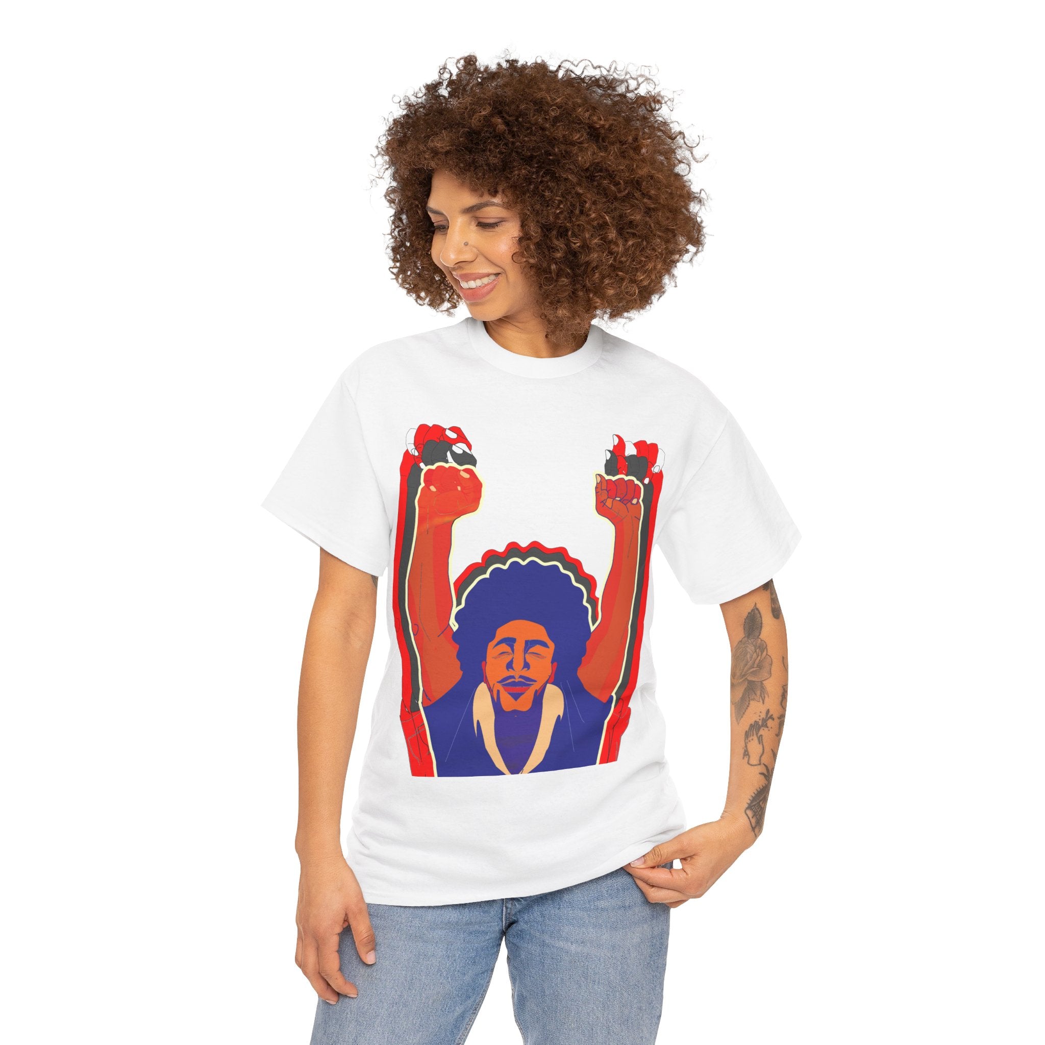 Afro Man Tripple Ace Fist Up - Unisex Heavy Cotton Tee