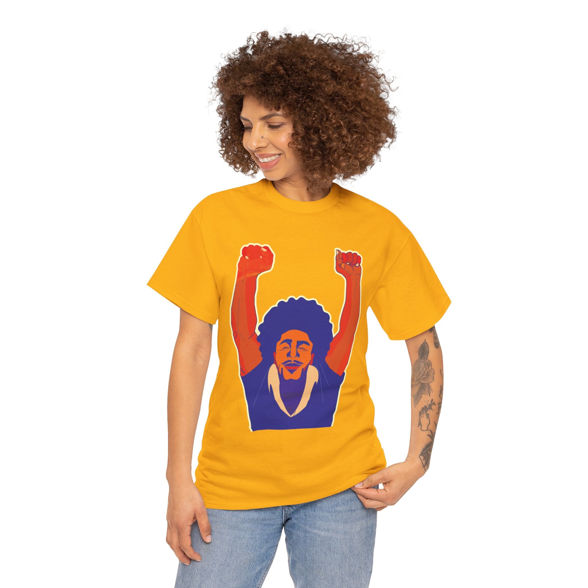 Afro Man Fist Up - Unisex Heavy Cotton Tee