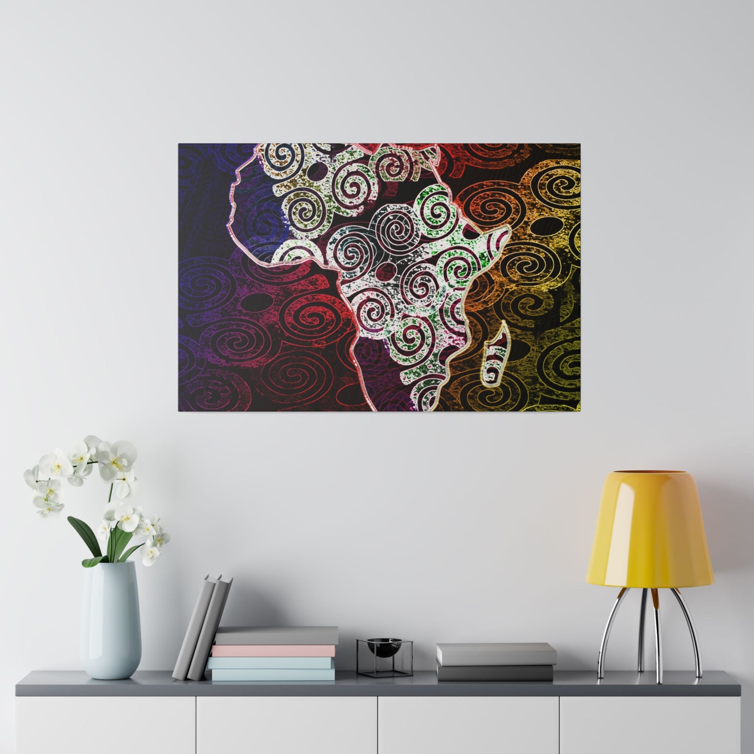 Africa Map Adorned - Matte Canvas, Stretched, 0.75&quot;