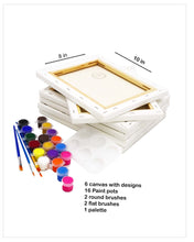 Pride LGBT DIY Painting Kit - Adult Sip and Paint 6 pc Canvas pack -  8 x 10 inches Predrawn Canvas - 24 paint pots, 6 brushes, palette with instruction