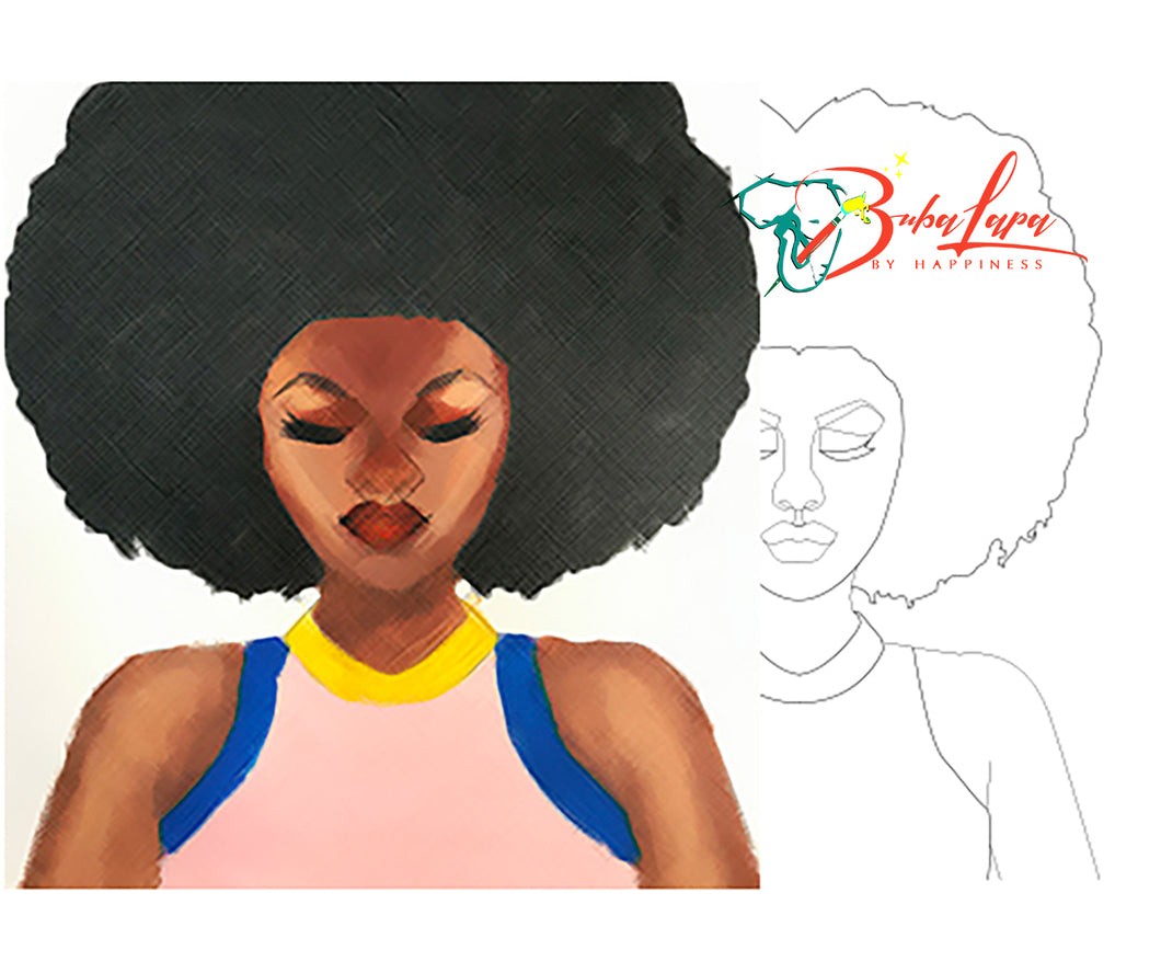 Black Woman Pre Drawn Canvas for Painting, Sip and Paint Canvas, Art  Activity
