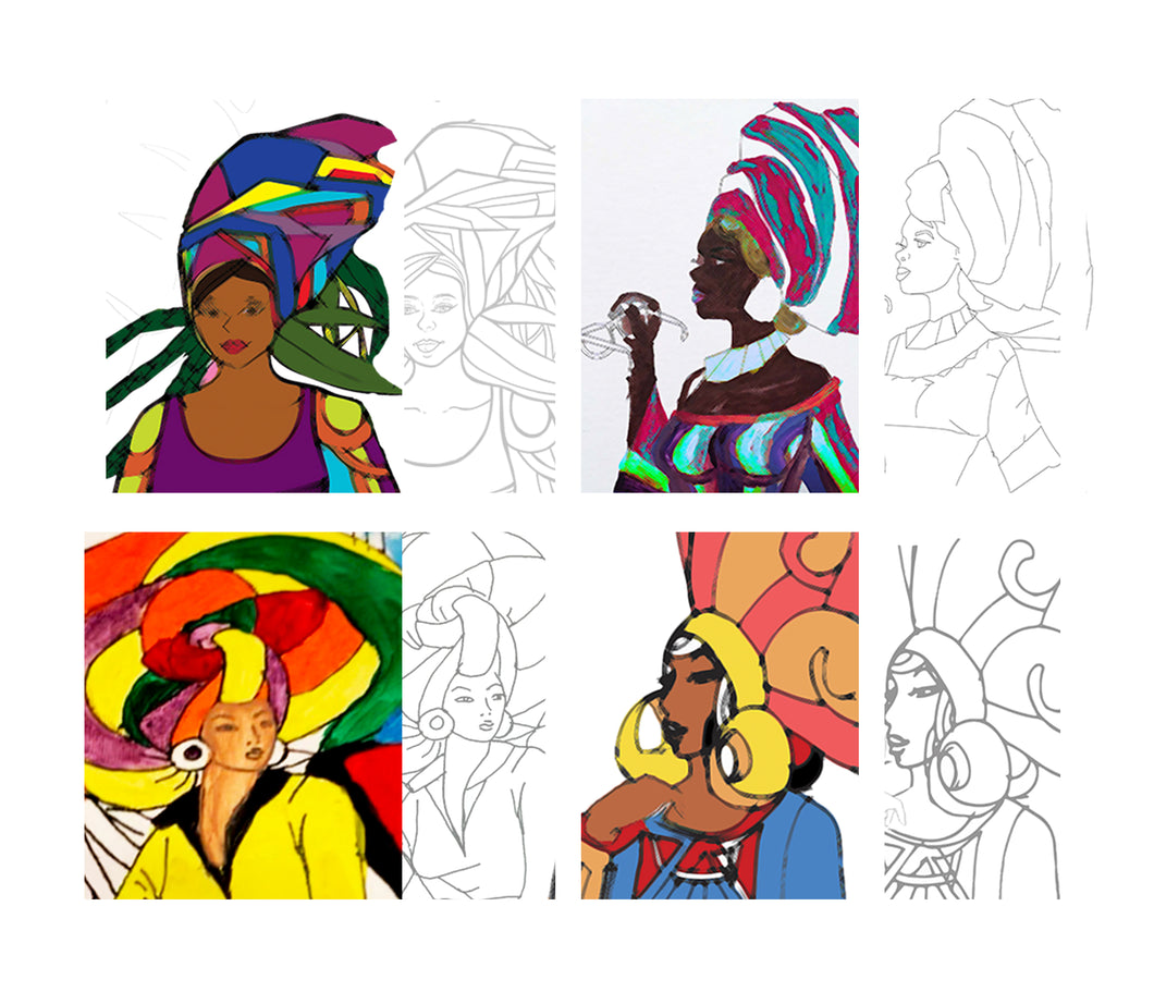 20 Pcs Stretched Pre Drawn Canvas Afro Queen Black Art for Painting for  Adults K