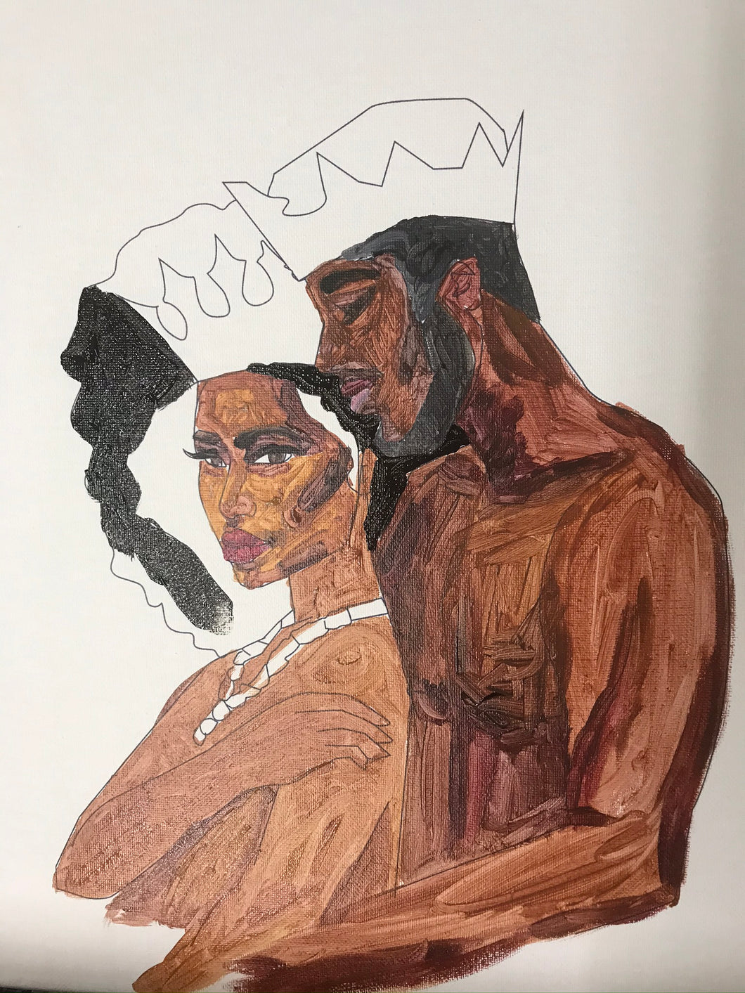 King/queen Date Night Paint Kit,his/her Pre-drawn/outline/sketched  Canvas,teen/adult/couples Painting,african,paint & Sip,diy Paint Party 