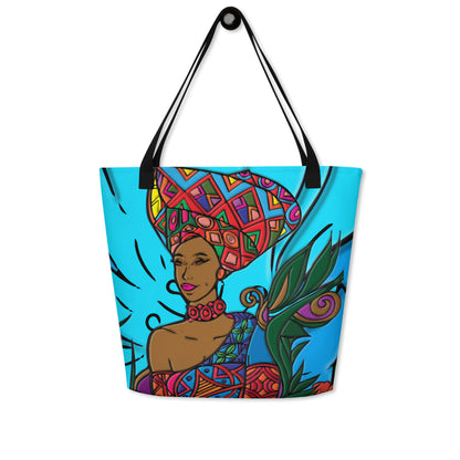 African Queen Ibo Maiden All-Over Print Large Tote Bag