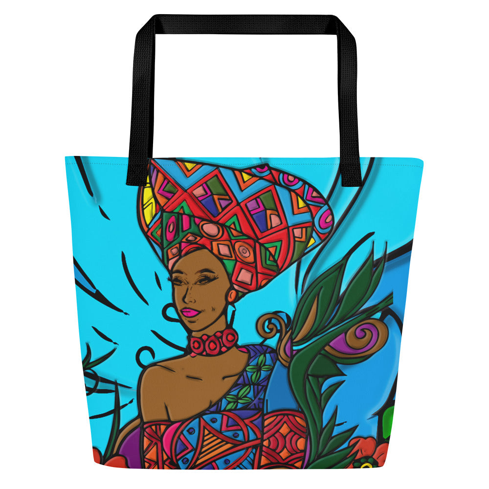 African Queen Ibo Maiden All-Over Print Large Tote Bag