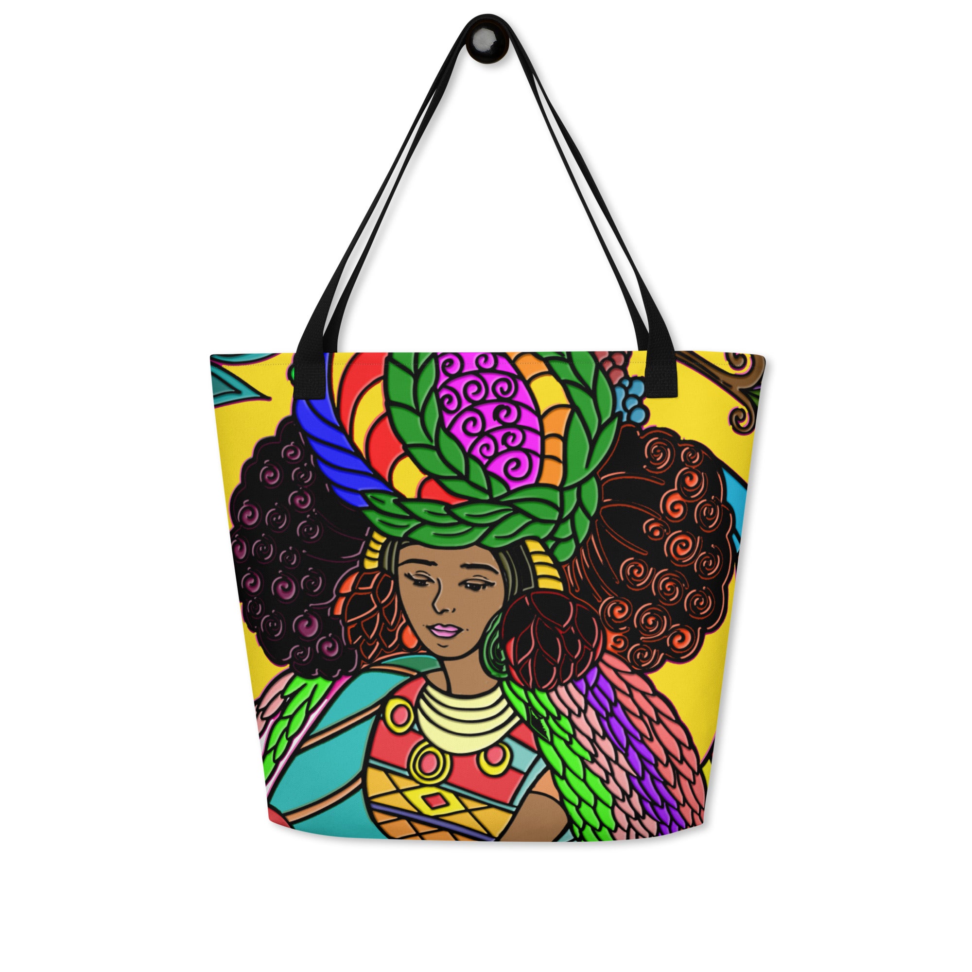 Fulani Afro Queen All-Over Print Large Tote Bag