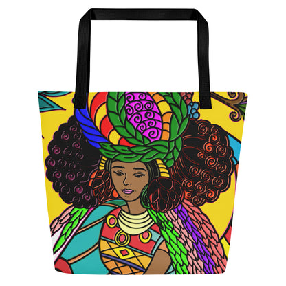 Fulani Afro Queen All-Over Print Large Tote Bag