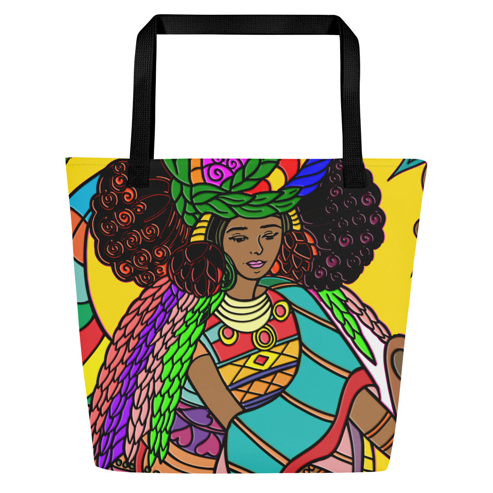 Fulani Afro Queen All-Over Print Large Tote Bag