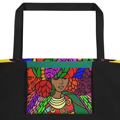 Fulani Afro Queen All-Over Print Large Tote Bag