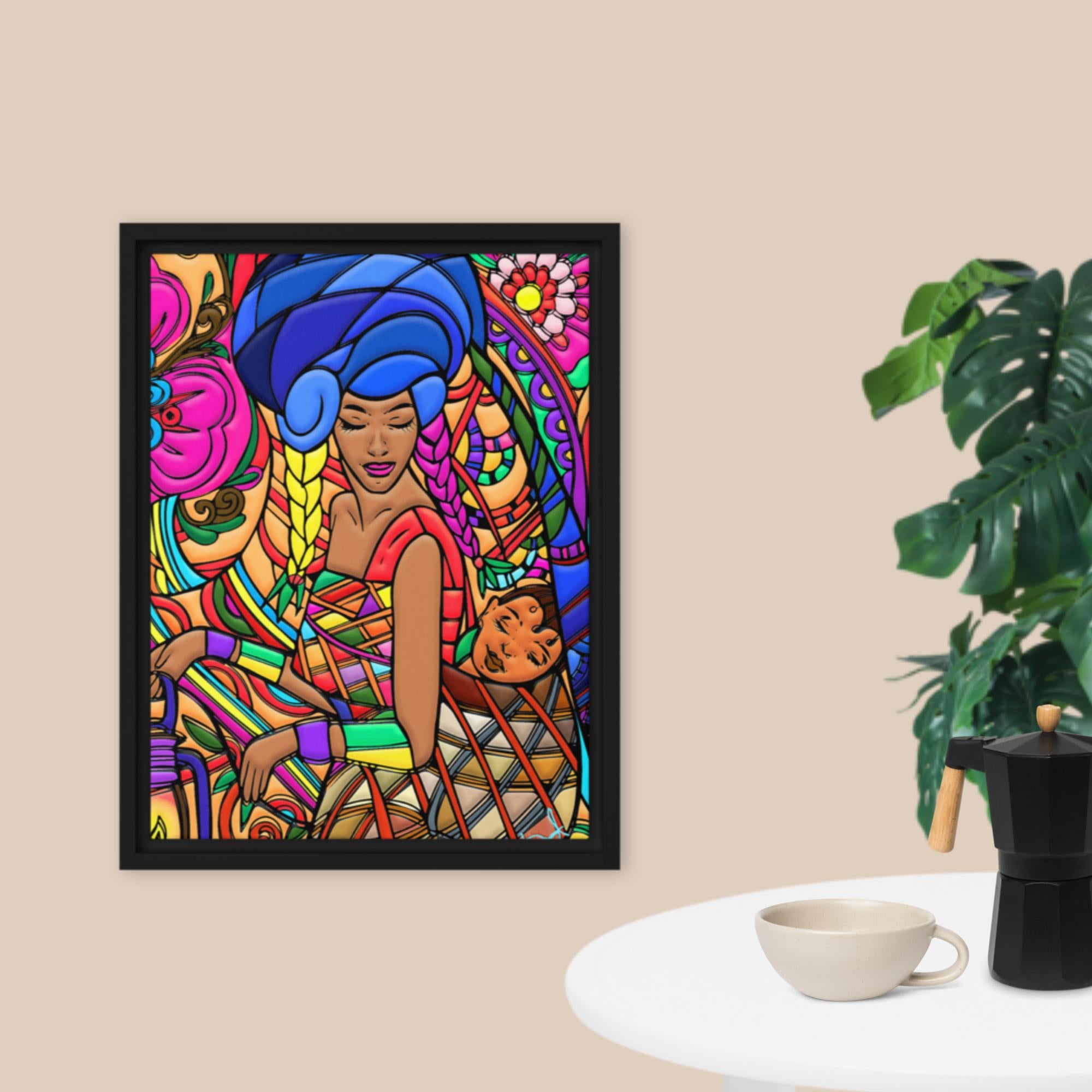 Mama Africa lullaby Art Print in Framed canvas