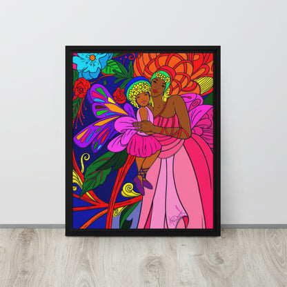 Mama Baby Black Butterfly Framed canvas