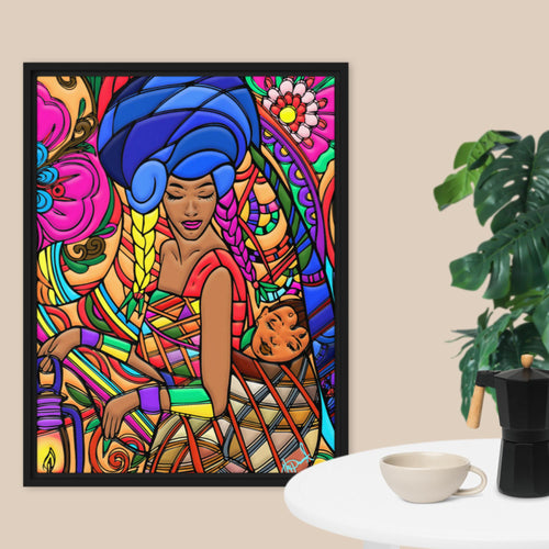 Mama Africa lullaby Art Print in Framed canvas