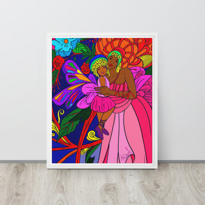 Mama Baby Black Butterfly Framed canvas