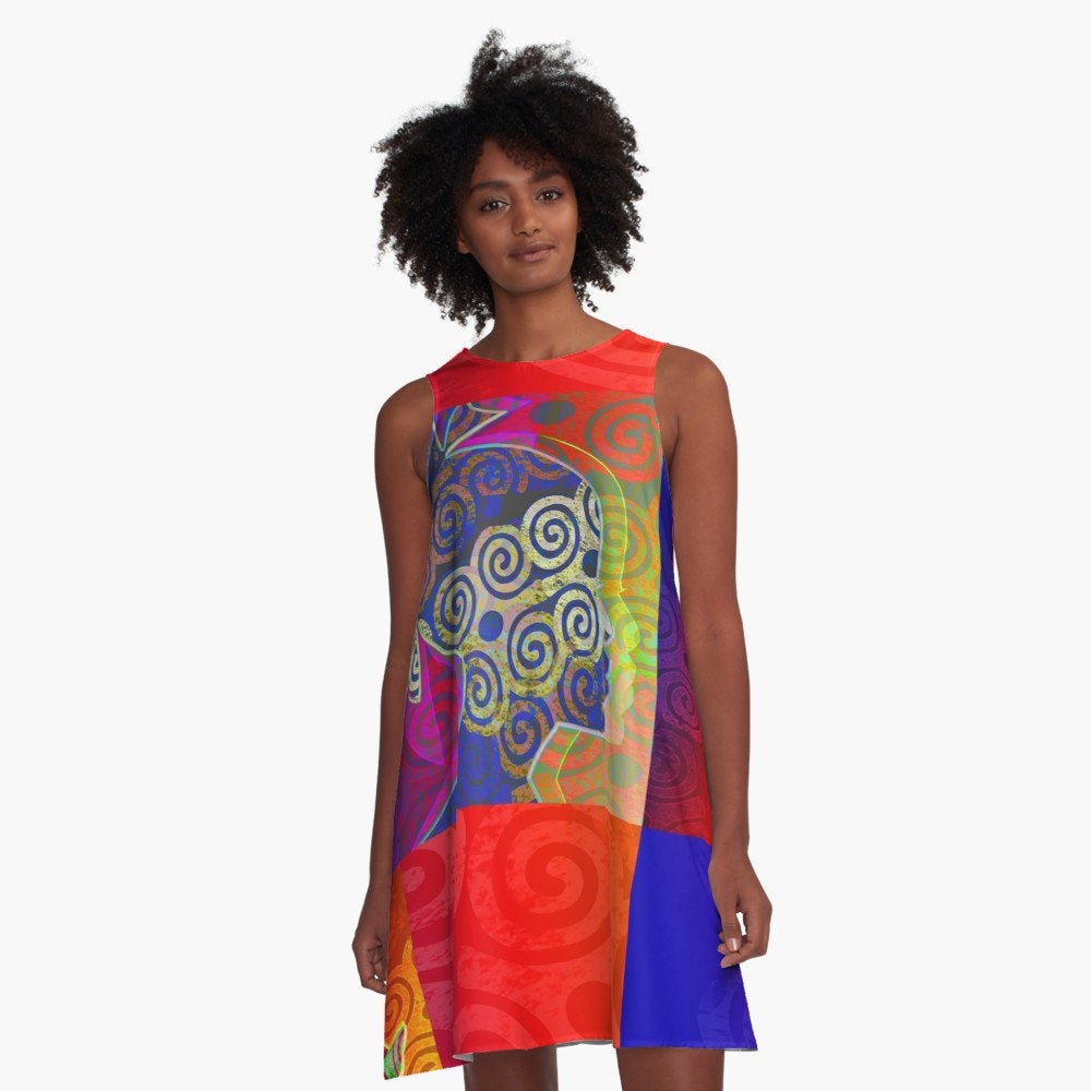 African Queen Checker A-Line Dress