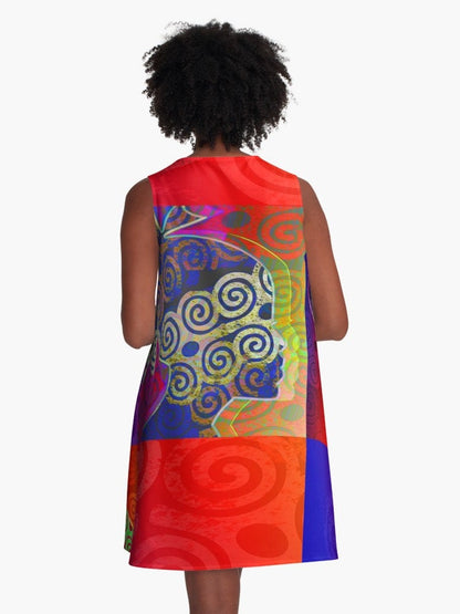 African Queen Checker A-Line Dress