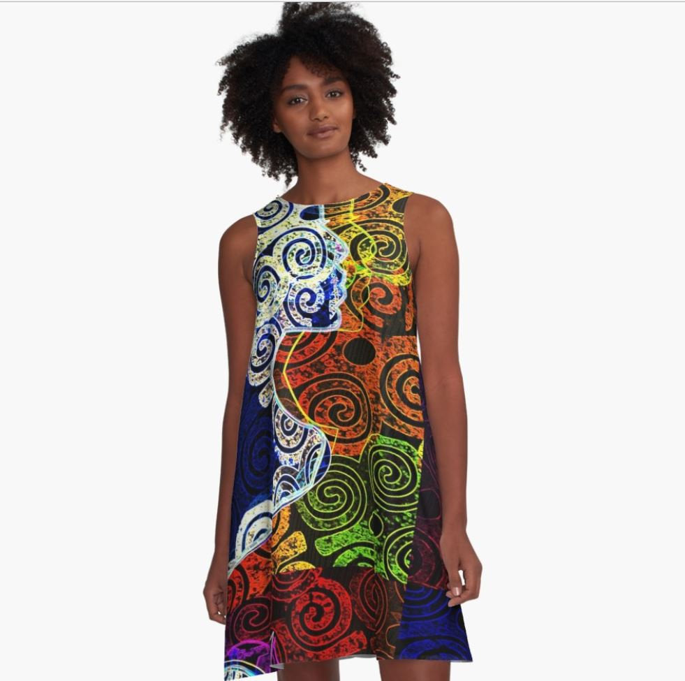 Woman Adorned Colorful - A-line Dress