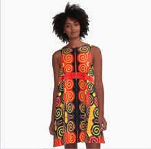 Earth Color Spirals A-Line Dress