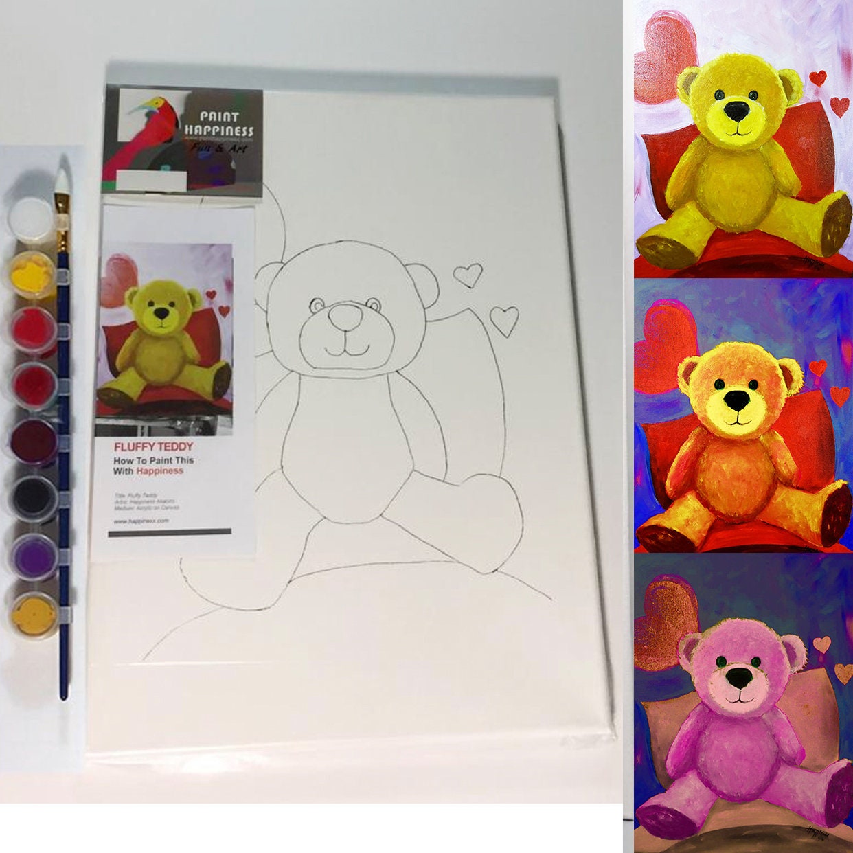 Fluffy Teddy Unpainted DIY Painting Canvas