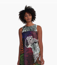 Africa Map Adorned - white shoulder details -  A-Line Dress