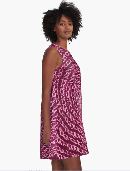 Tie Dye Purple Pattern A-Line Dress