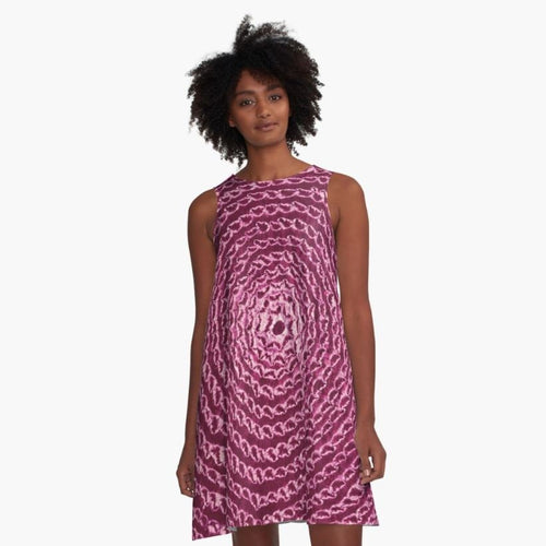 Tie Dye Purple Pattern A-Line Dress