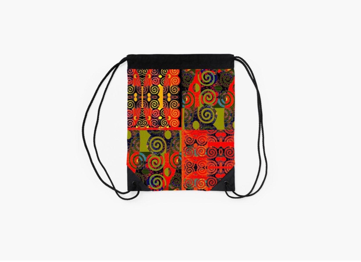 Colorful African Patchwork Ankara style Drawstring Bags