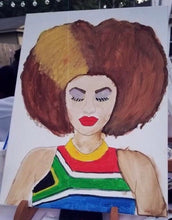 African American Girl Canvas - Afro Predrawn canvas - Paint and Sip Art Canvas