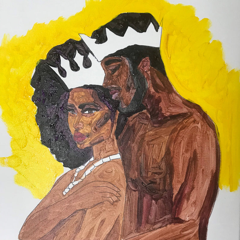 Black Couple Pt 1 Pre Drawn Canvas Kit, Sip and Paint Canva