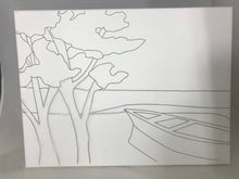 Boat in Still Waters - DIY Ready to Paint Canvas - Predrawn Canvas