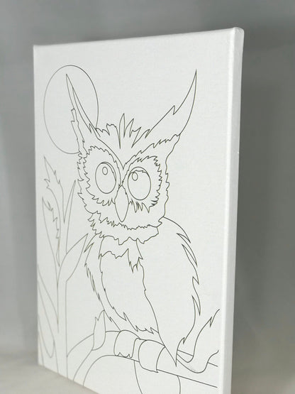 NIght Owl DIY Ready to Paint Canvas - BubaLapa Predrawn