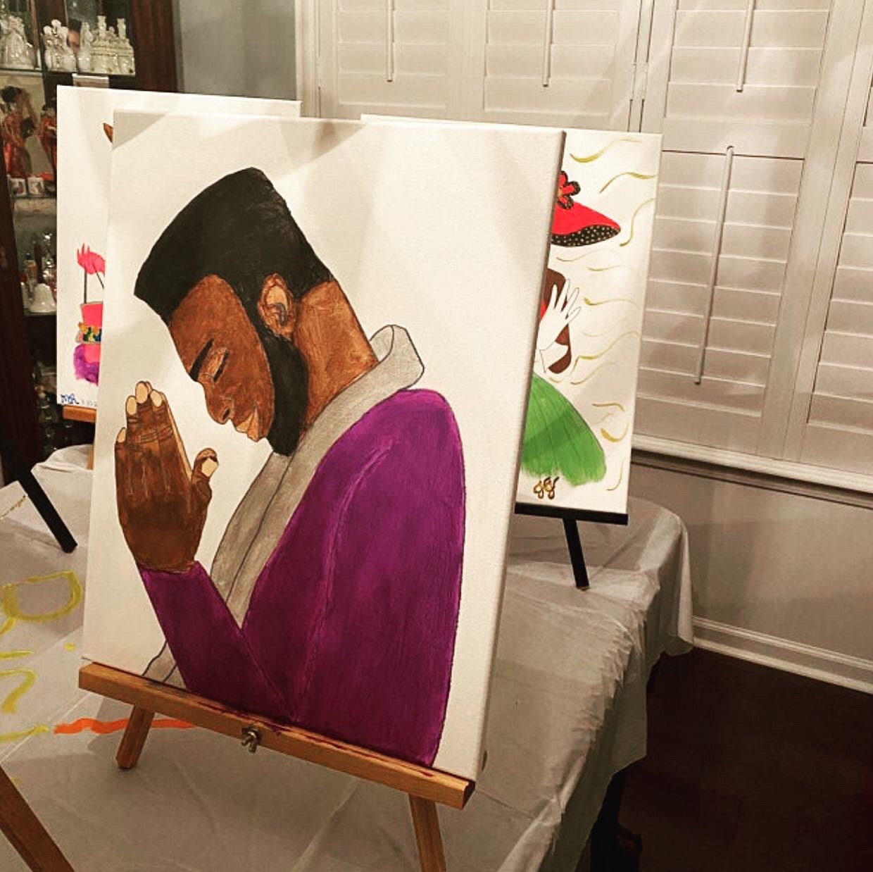 African American Man Praying Canvas - African Painting Party Canvas