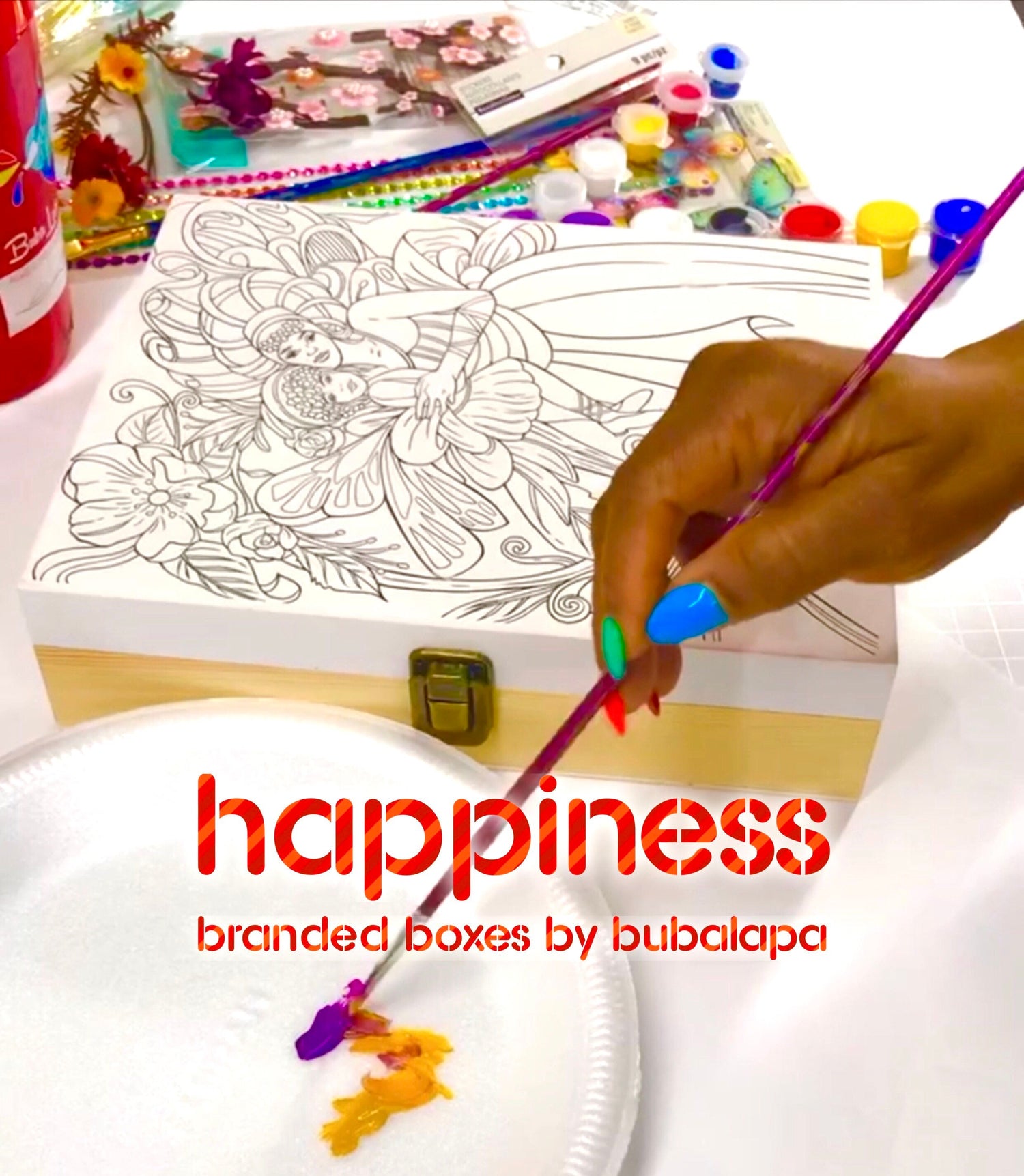 Plain White Happiness Coloring Boxes - DIY Box