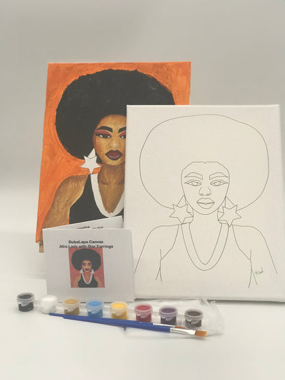 Afro Star - Predrawn DIY Coloring Canvas - African Canvas