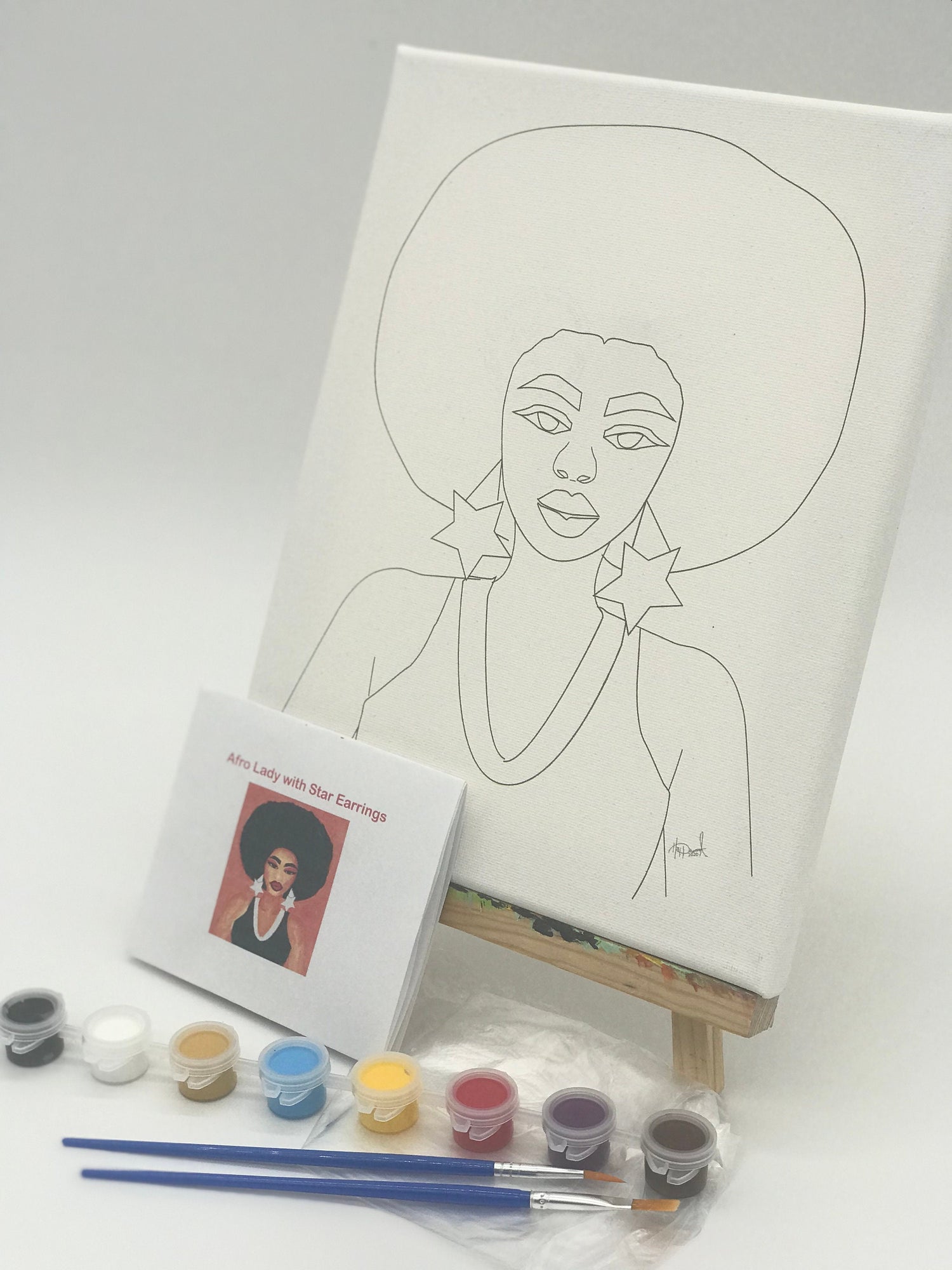 Afro Star - Predrawn DIY Coloring Canvas - African Canvas