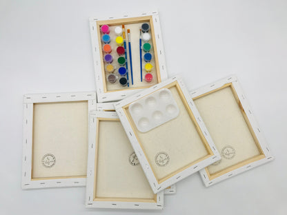 Birds and Flowers DIY Painting Kit - 6 Canvas pack - 24 paint pots -6 brushes, palette with instruction - 8 x 10 inches Predrawn Canvas
