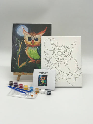 NIght Owl DIY Ready to Paint Canvas - BubaLapa Predrawn