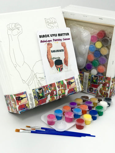 Black Lives Matter - Black History Painting Kit - 6 pc Canvas pack -  8 x 10 inches - 24 paint pots, 6 brushes, palette with instruction