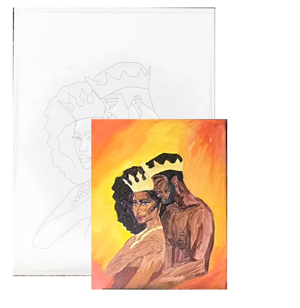 Couples Painting Kit - African king and Queen Canvas - Painting Party Canvas