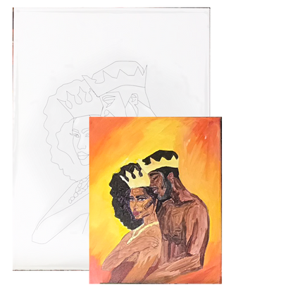 Couples Painting Kit - African king and Queen Canvas - Painting Party Canvas